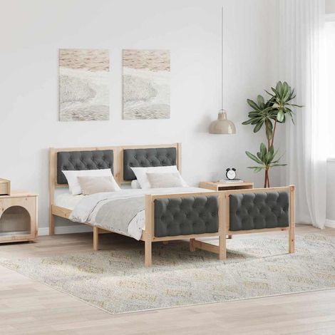 Cadre de lit-Structure de lit Gris foncé 140 x 190 cm Pin massif 200787 (1/5)
