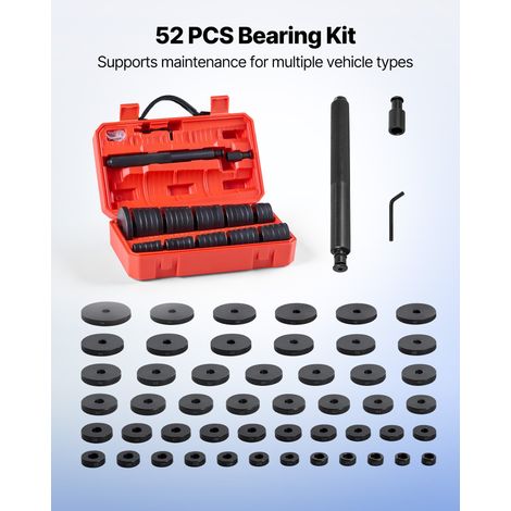 Kit de Presse à Roulements 52 Pièces, Coffret d’Outils de Démontage et de Montage de Bagues et Joints de Roulements, avec 49 Bagues et Axes de Poignée, en Acier au Carbone, pour Entretien Auto (1/5)
