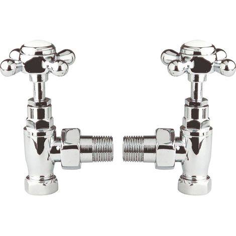 Bayswater Crosshead Angled Radiator Valves Pair Chrome (1/2)