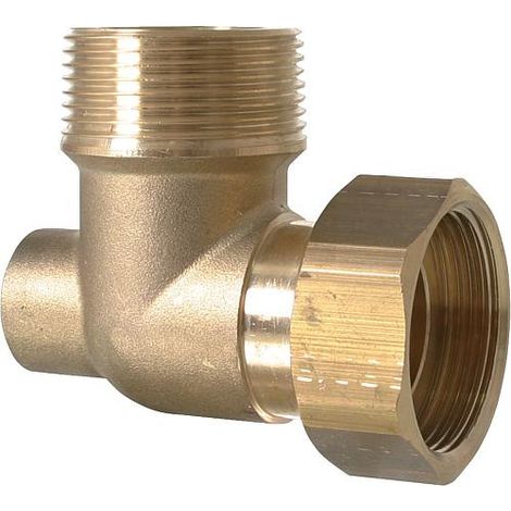 Raccord à visser en angle, Ecrou chapeau 3/4'' - filetage mâle 3/4'' avec filetage femelle 1/2'