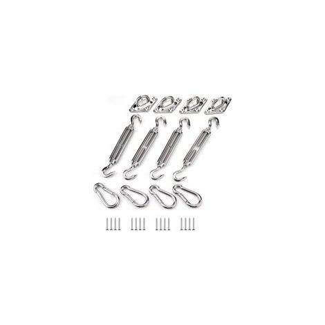 Kit de fixation de voile d'ombrage, kit de fixation de voile d'ombrage en acier inoxydable pour triangle et carré, rectangle, voile d'ombrage (1/4)