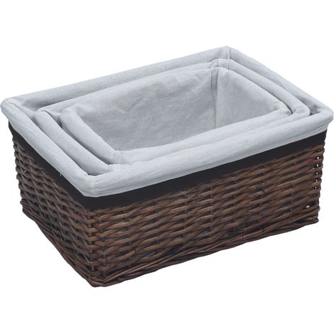 Maison Exclusive - Set Cestini Impilabili 3 pz Marroni in Salice