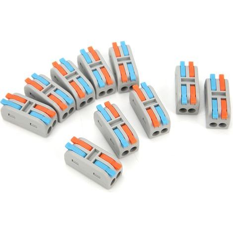 Packung mit 10 Miniatur-Hebelklemmen, 2 Eingänge/2 Ausgänge, 250-V-Schnellanschlussklemme (1/5)