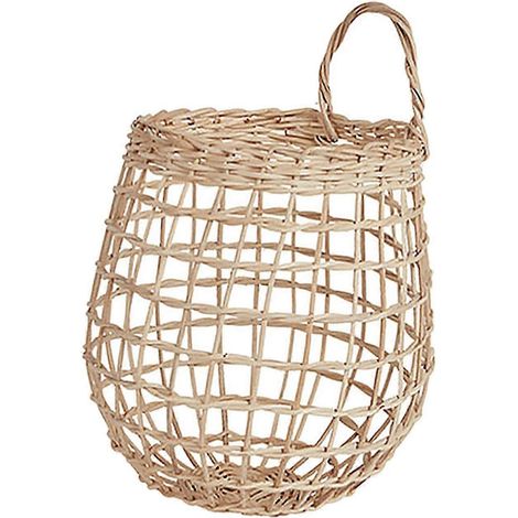 Hängekorb aus Rattan, dekorativer Zwiebel-, Knoblauch- und Gemüsekorb für Wohnzimmer, Schlafzimmer und Küche – 33 cm x 20 cm