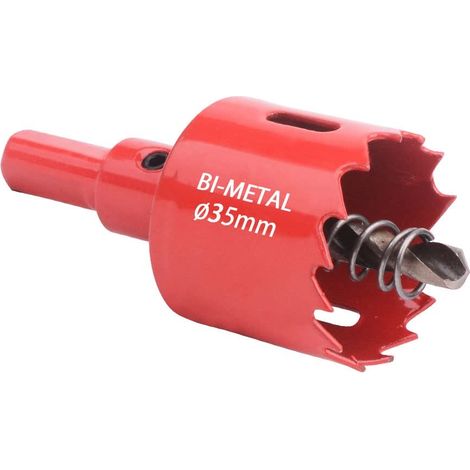 MINKUROW Sega a tazza bimetallica, sega a tazza per legno Ø35mm, punta per centraggio sega a tazza, per forare plastica, PVC, legno, pannelli di fibra, metallo morbido (1/5)