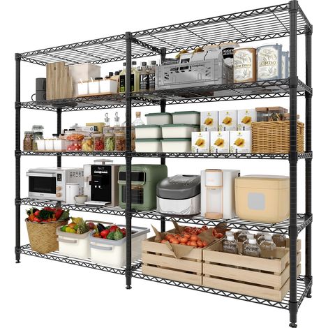Étagère industrielle en métal en L, solide et réglable, pour cuisine professionnelle, garage ou entrepôt – 5 niveaux, capacité 600 kg – 150x35x179 cm – 5 étages, largeur 35