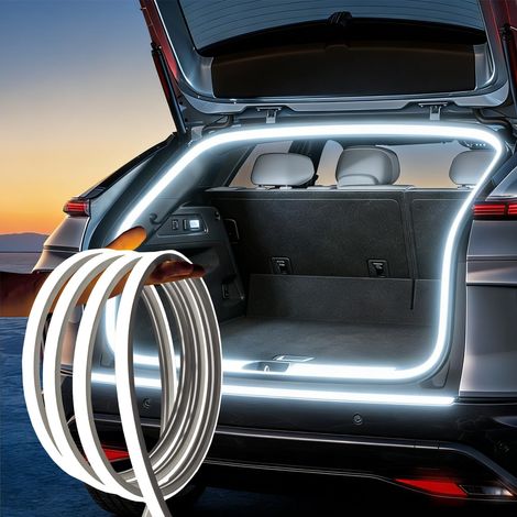 Ceinture Lumineuse LED de Coffre,Éclairage Intérieur de Voiture,Bande Lumineuse LED à Détection Automatique pour Coffre,Voiture LED Bande de Lumière 4M,Découpable,Blanc (1/5)