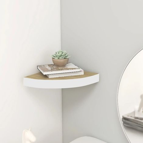 Wall Corner Shelf Oak and White 35x35x3.8 cm MDF vidaXL (1/5)