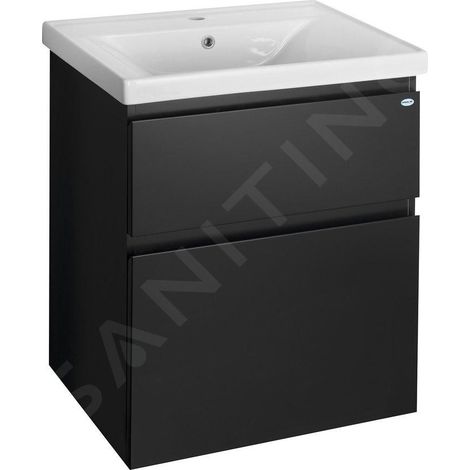 Aqualine Altair - Meuble sous lavabo 61x73x45 cm, noir mat AI665 (1/4)