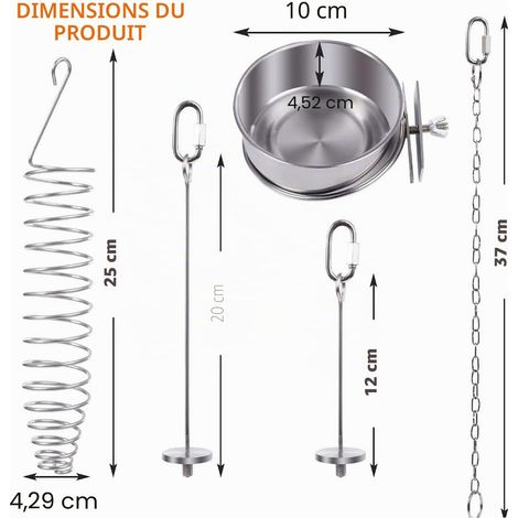 5 Pièces Bol d'alimentation pour Oiseaux Mangeoire Perroquet en Acier Inoxydable,Mangeoire à Fruits en Acier Inoxydable,Oiseaux Cage Alimentation Accessoires, pour Perruches Canaris (1/5)