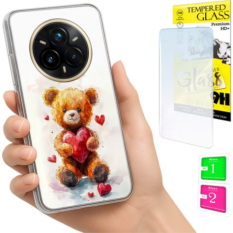 Custodia per Realme 14 Pro+ 5G / 14 Pro Plus 5G con foto, retro con orsacchiotto e vetro (1/5)