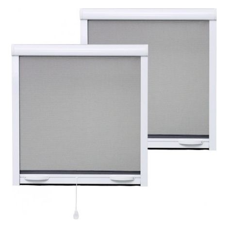 Volet Moustiquaire – Pack de 2 moustiquaires enroulables ALU 145 cm x 130 cm – Protection contre insectes et pollen – Tissu fibre de verre – Coloris blanc
