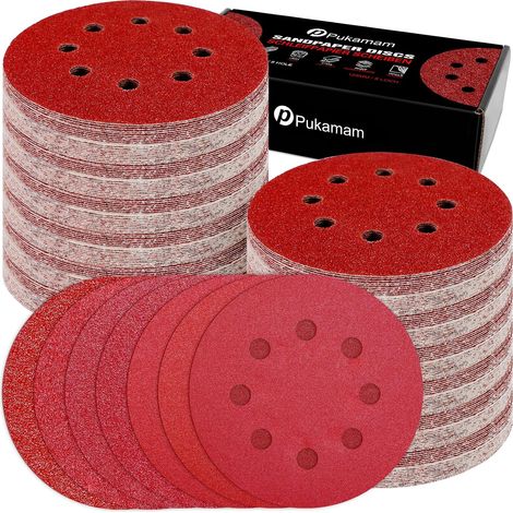 140 Pièces Disque Abrasif 125mm Grain 40/60/80/120/180/240/400 Papier Ponceuse Excentrique Disques de Poncage pour Métal Bois (1/5)