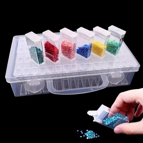 Boîte de rangement pour broderie diamant 5D – 64 compartiments, grille intégrée et accessoires inclus – Idéale pour loisirs créatifs (1/4)