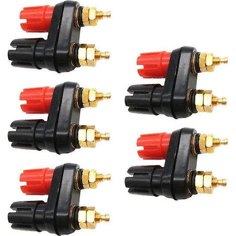 Connecteur de fil rouge et noir, borne de raccordement électrique, prise banane pour haut-parleur audio - 1 lot de 5 (1/4)
