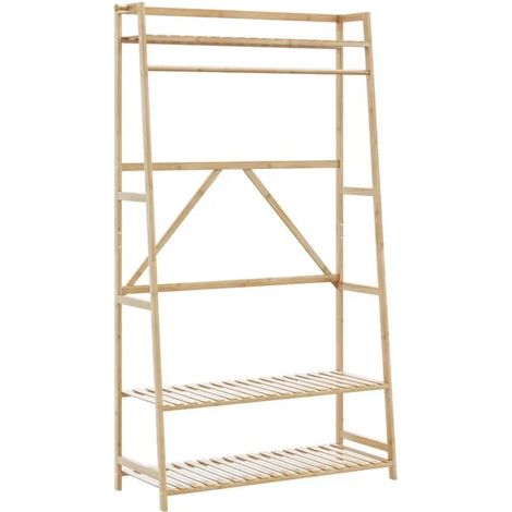 Portant à vêtements en bambou avec étagère, dimensions : 110 x 40 x 180 cm (1/5)