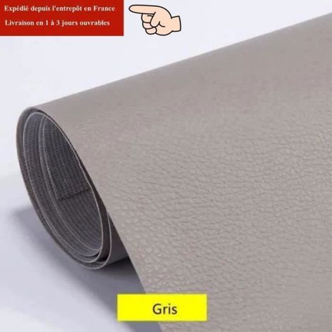 Patch de Réparation en Cuir 100 x 137cm Patch de Réparation Kit pour Canapé de Siège de Voiture Meubles Vestes Sac- Gris (1/4)