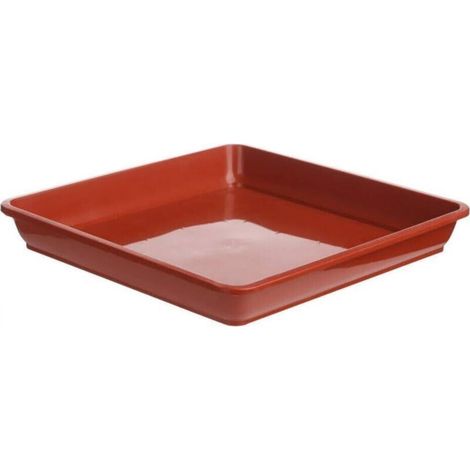 Bac à plantes en plastique rouge brique 2525cm bac à égouttement carré bac à fleurs adapté à l'intérieur et à l'extérieur, 2 pièces (1/4)