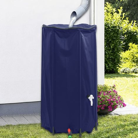 Réservoir d'eau de pluie pliable 100 L en PVC bleu avec robinet et tuyaux d'arrosage - PANGIVO (1/5)