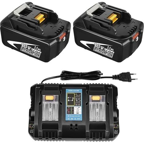 Remplacement pour Makita 18V Batterie Bl1850B + 7A pour Makita Chargeur 18V DC18RD Dual Port Chargeur DC18RD DC18RC pour Batterie BL1850B BL1850 BL1840 BL1830 (1/5)