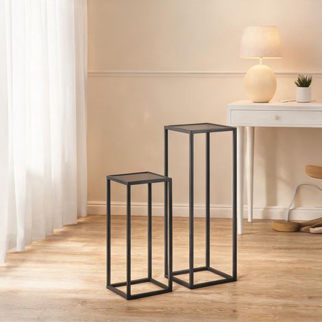 Porte-plantes noir en acier 31 x 31 x 65 cm (1/5)