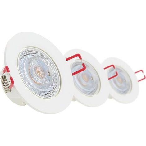 Pack de 3 spots encastrables LED dimmables – Blanc chaud 2700K – 345 lumens – Ø70mm – Installation rapide – PACK3SEL345D (1/5)