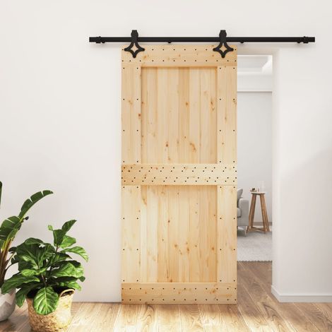 Puerta corredera con herrajes madera maciza de pino 95x210 cm vidaXL (1/5)