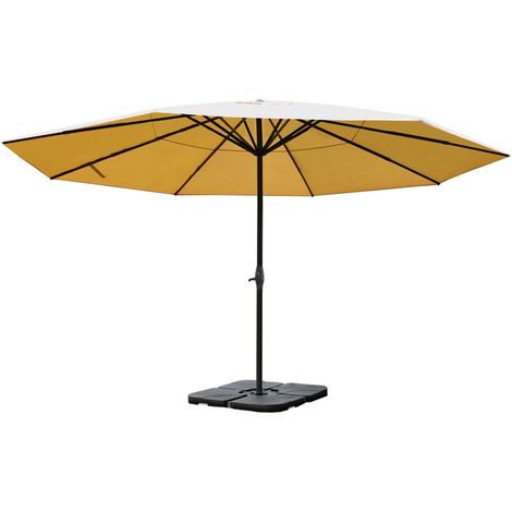 Sombrilla de restaurante sin faldón Ø 5 m poliéster/aluminio 28 kg color crema con base 040003863 (1/5)