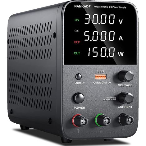 Alimentation DC (0-30 V, 0-5 A) réglable, alimenation à découpage, Alimentation de Banc de Laboratoire Variable, Bouton de Sortie Marche/arrêt/encodeur (1/5)