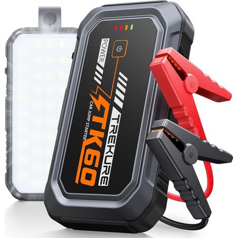 Booster Batterie Voiture 7000A, Démarreur 12V Essence 9,0L Diesel 6,5L Démarrage Forcé Portable, Lampe LED 2000 Lumens, Base Magnétique, Batterie Externe, Poignée, pour Voyage, Camping, Urgence (1/5)