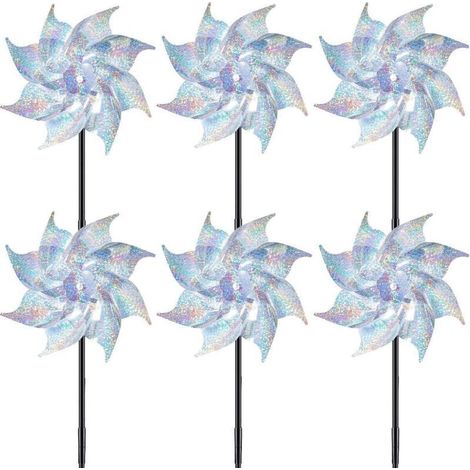 Vogelabwehr-Windmühle – Set mit 6 reflektierenden Windmühlen (50 cm) – Wetterfest – Hält Vögel fern, ohne sie zu verletzen (1/4)