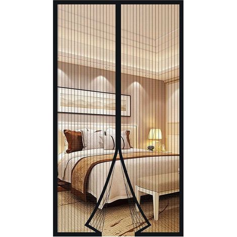 Moustiquaire Porte Fenetre Aimantée Magnetique, Rideaux Anti Mouches pour Porte, Rideaux Toile Insect Ecran, Moustiquaire Baie Vitree Coulissante, Magnétique Moustique Sans Perçage (110 x 210cm, noir) (1/4)