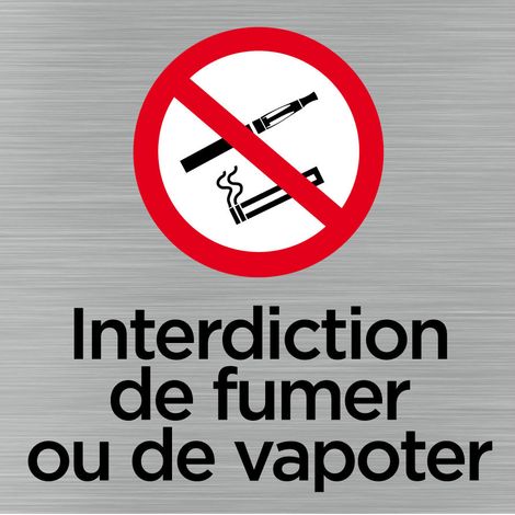Pictogramme Interdit de fumer/vapoter (Q1062).- Plaque aluminium brossé -