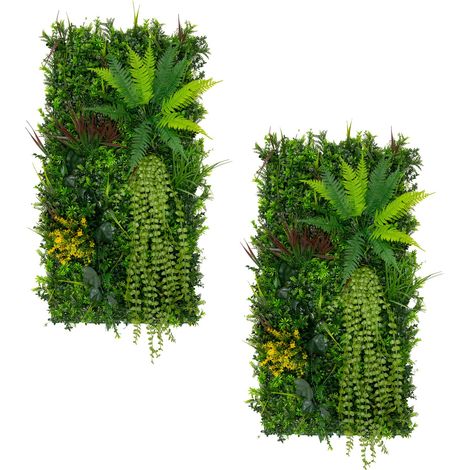Pannello da Parete con Piante Artificiali 50 x 100cm (2pz) Alina Foliage Verde Realistico per Interni ed Esterni – Resistente agli Agenti Atmosferici e ai Raggi UV – Recinzione, Siepe Artificiale, Sfo