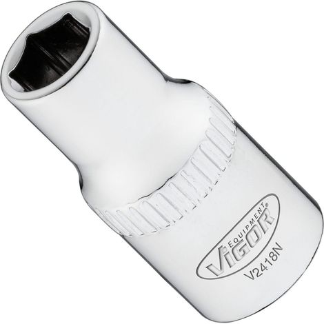 VIGOR Douille à cliquet 1/4" carré creux 6,3 mm, hexagonal extérieur 6 mm, 25 mm V2418N (1/2)