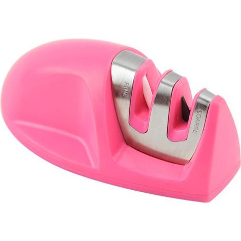 Aiguiseur de Cuisine(Rose) Professionnel 2 en 1 Manuel Aiguiseur pour Couteaux en Acier Inoxydable et céramique de Toutes Tailles,Base Anti-dérapante Noir (1/5)