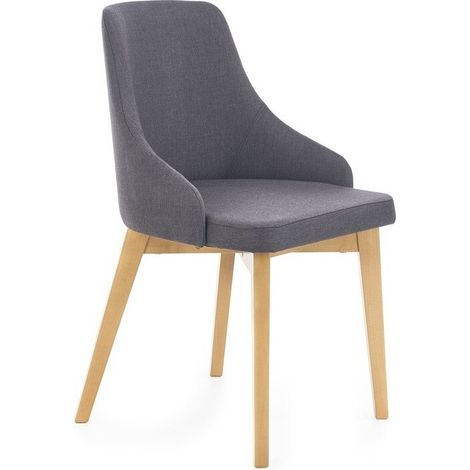 Silla Houston 577, Gris oscuro + Roble, 82x51x55cm, Tapiz, De madera
