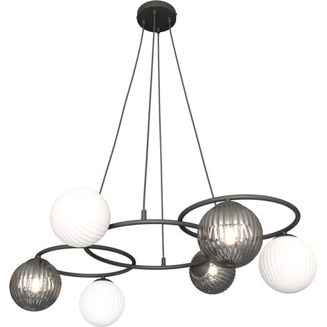 Lampadario Moderno Bel Acciaio Nero 6 Luci E14 (1/5)