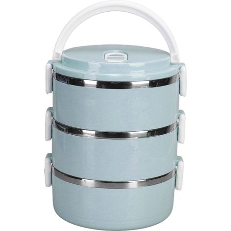 Boîte-repas isotherme en acier inoxydable 304 portable, 3 couches bleu nordique, idéale pour école, bureau et plein air (1/5)