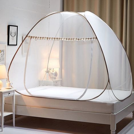 Moustiquaire de Lit Pliable Pop Up Grand Moustiquaire Tente en Forme de Dôme Porte Simple Camping Mosquito Rideau Facile à Installer pour Chambre à Coucher (1/4)