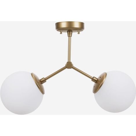 Lámpara de techo moderna 2 luces de metal y vidrio Damar