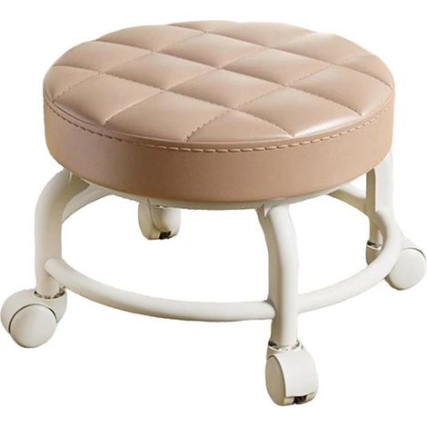 Tabouret Roulant Mécanicien 25x25x20cm, Siège Bas Ergonomique Round, Atelier Garage Mobile, Coussin Kaki (1/5)