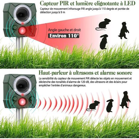 Rimuovi topi e topi a ultrasuoni solari, potente rimuovi topi e topi a ultrasuoni resistente all'acqua, acchiappa topi con luce LED, per giardino e cortile, resistente a gatti, cani e altri parassiti (1/4)
