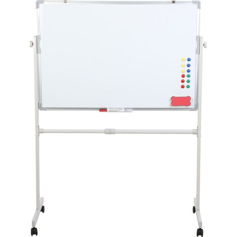 WILITTO Tableau Blanc Mobile Double Face 60x90cm - Hauteur Réglable, Magnétique, avec Roues et Accessoires Inclus, avec Kit Complet (Stylos, Aimants, Effaceur)