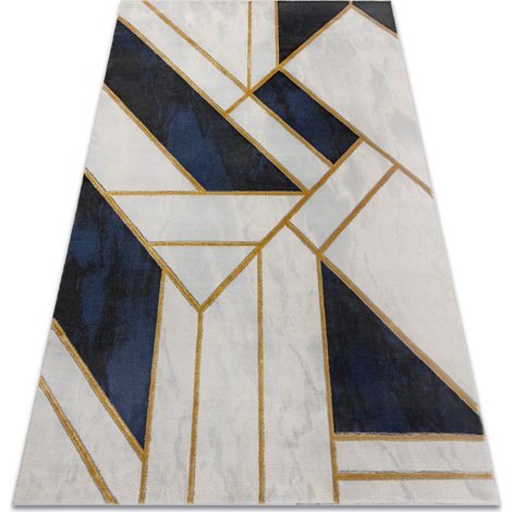 Exklusiv EMERALD Teppich 1015 glamour, stilvoll Marmor, geometrisch dunkelblau / gold blue 160x220 cm