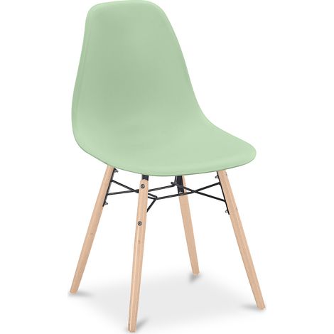 Sedia da Pranzo - Design Scandinavo - Gambe in Legno - Skögur Pastel green