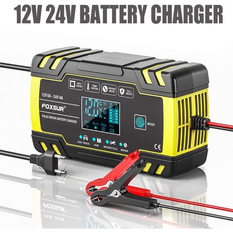 Chargeur de batterie pour motos et voitures 12 V, 24 V, chargeur de réparation pour camions, chargeur AGM (1/5)