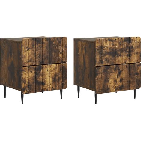 Maison Exclusive - Armadio da Notte 2 pz Rovere Fumo 43 x 34,5 x 49,5 cm (1/5)