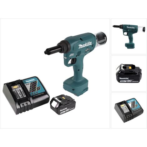 Makita DRV 250 RT1 Akku Blindnietsetzgerät 18V 20kN Brushless + 1x Akku 5,0Ah + Ladegerät