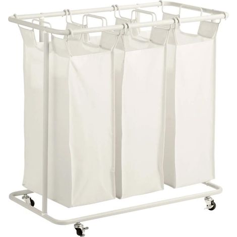 Panier à Linge 3 bacs "Linea" 79cm Beige
